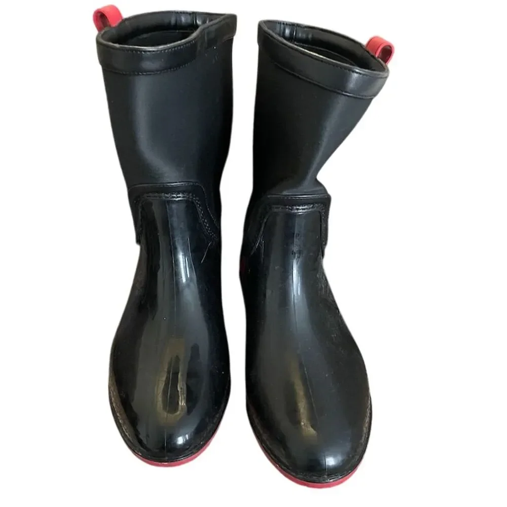 Tommy Hilfiger Women's Black Rain Boots Size 7 with Red Soles - Picture 1 of 5